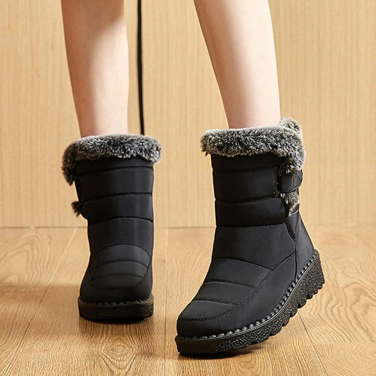 Women's Winter Waterproof Snow Boots with Faux Fur - Suityble