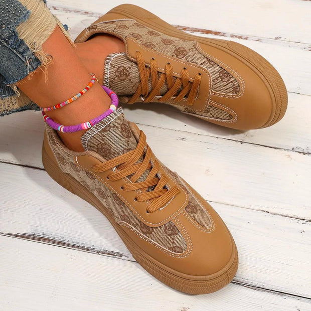 Muffin Thick Bottom Women's Lace-Up Sneakers - Suityble