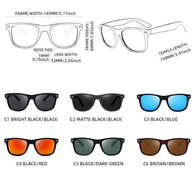 Classic Square Polarized Sunglasses - Unisex - Suityble